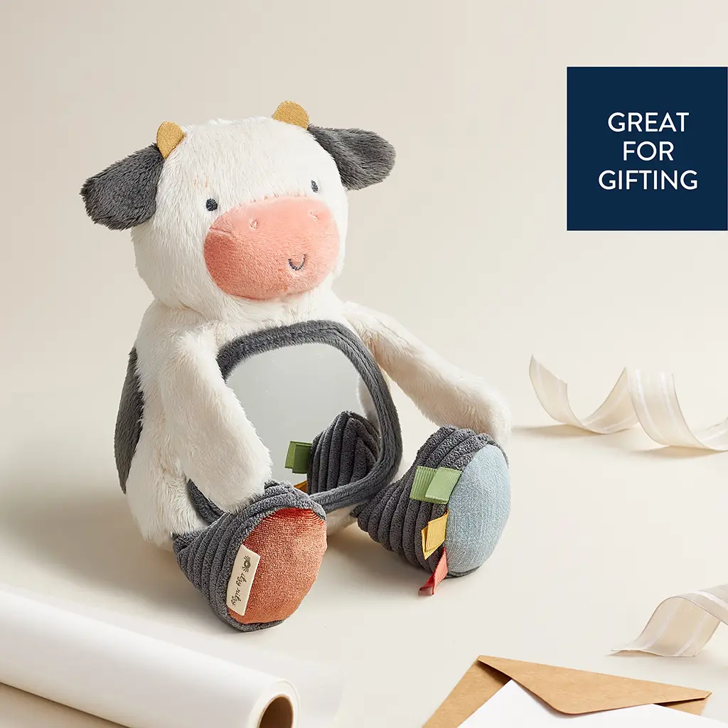 Carmen the Cow - Itzy Bitzy Mirror™ Travel + Tummy Time Toy