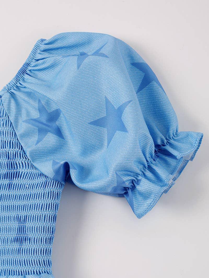 BLUE STAR SMOCKED GIRL JUMPSUIT