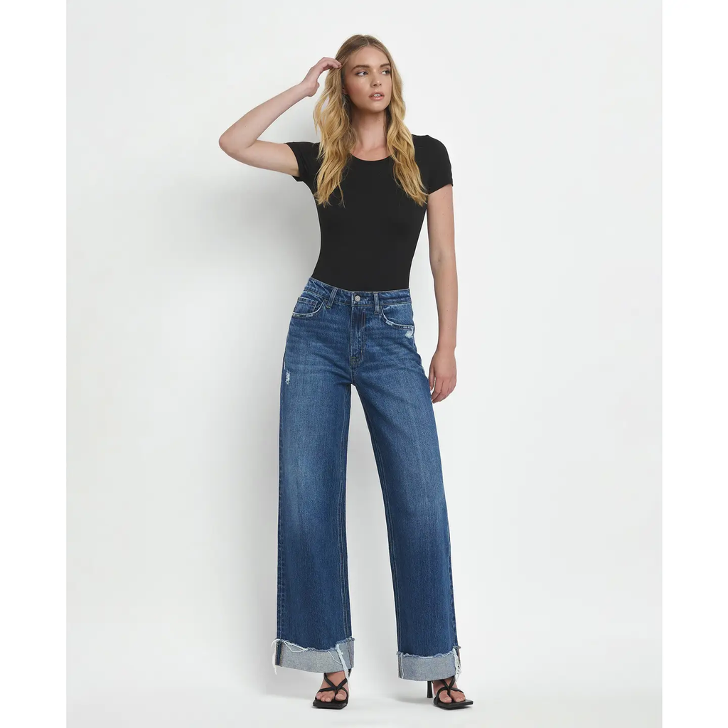 Super High Rise Cuffed Baggy Wide Jeans | Brilliance