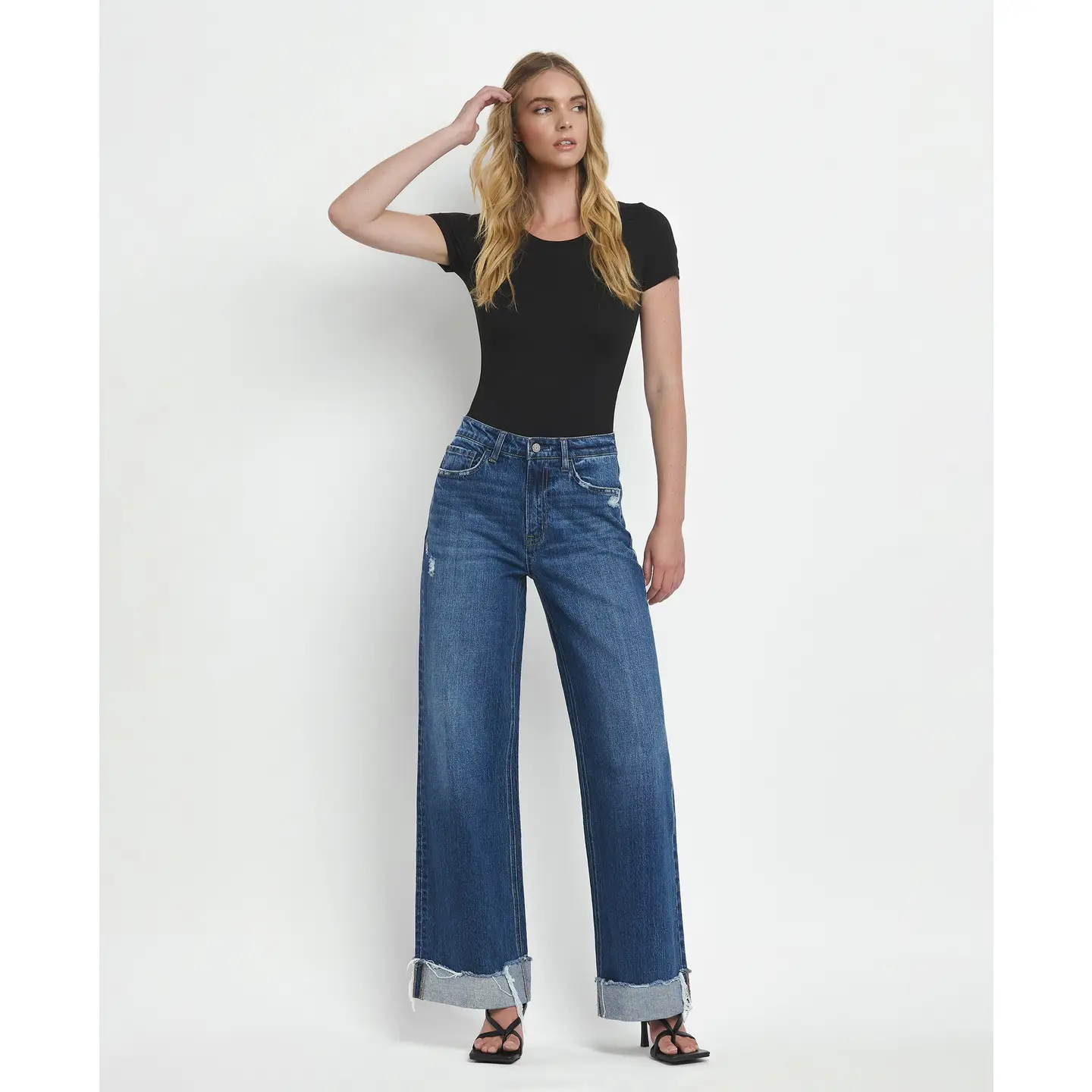 Super High Rise Cuffed Baggy Wide Jeans | Brilliance