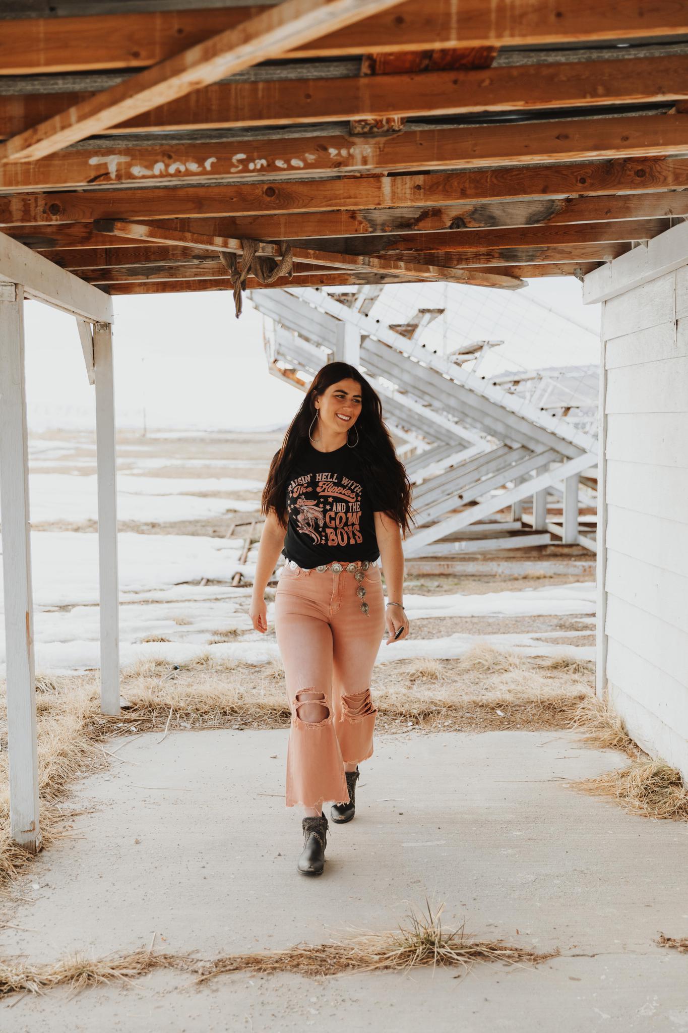 90'S VINTAGE CROP FLARE - BRANDIED MELON