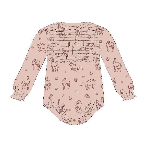 ORGANIC SMOCKED CHEST BODYSUIT - RODEO ROSE