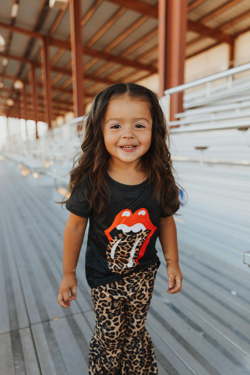 ROLLING STONES TOP - LEOPARD BELL BOTTOM PANT SET