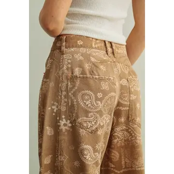 Paisley Print Washed Pants