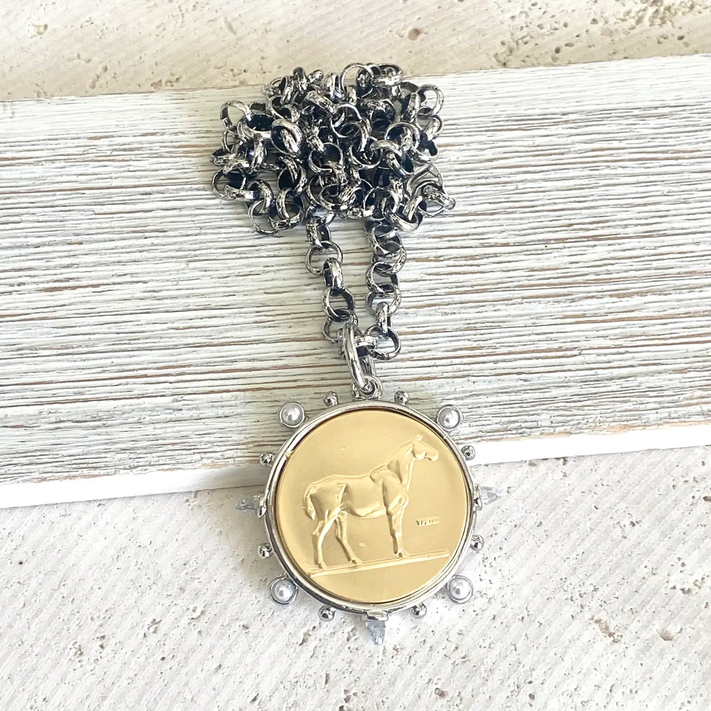 Horse Coin Necklace Equestrian Derby Jewelry