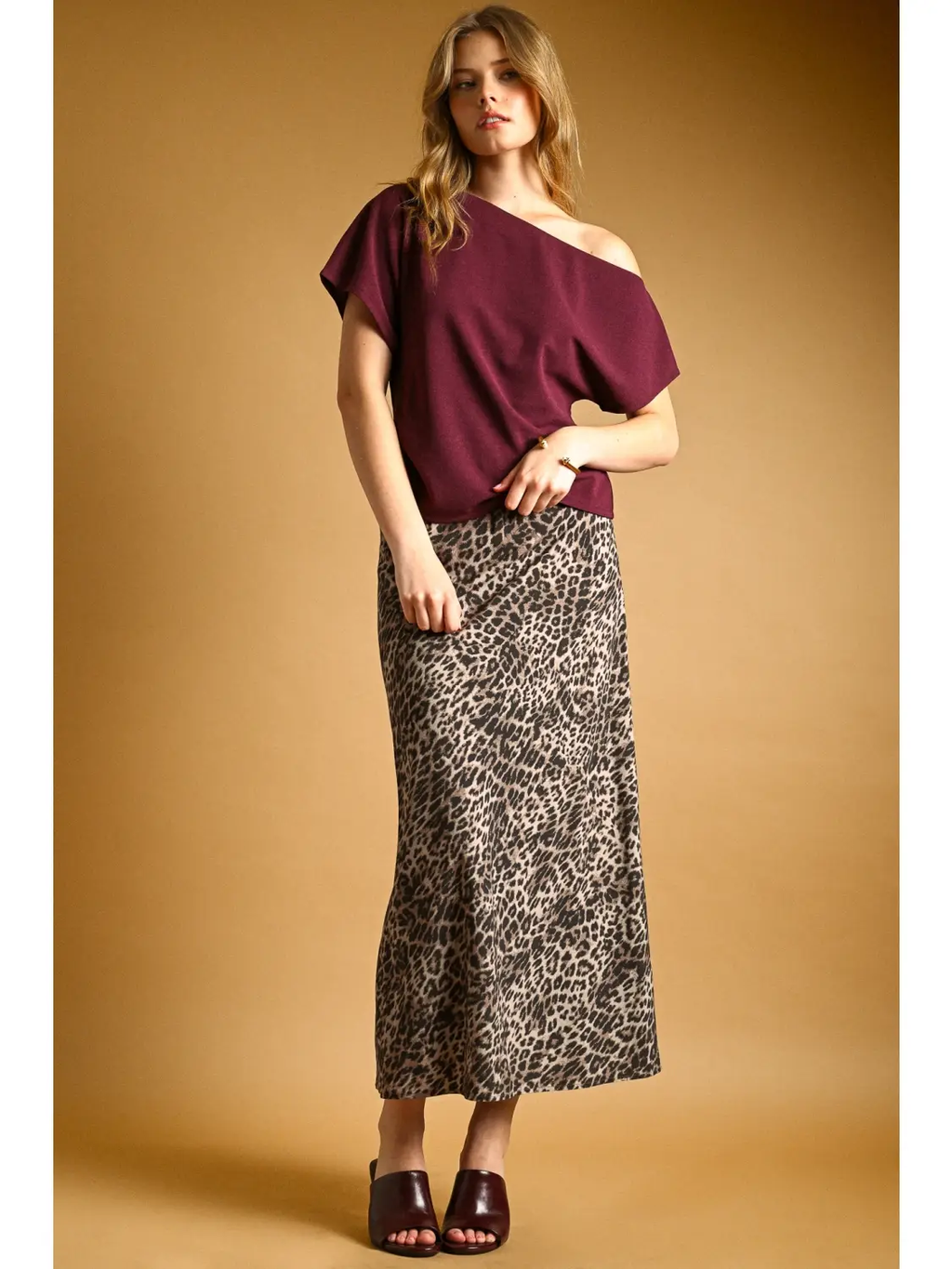 Leopard Printed Stretch Maxi Skirt