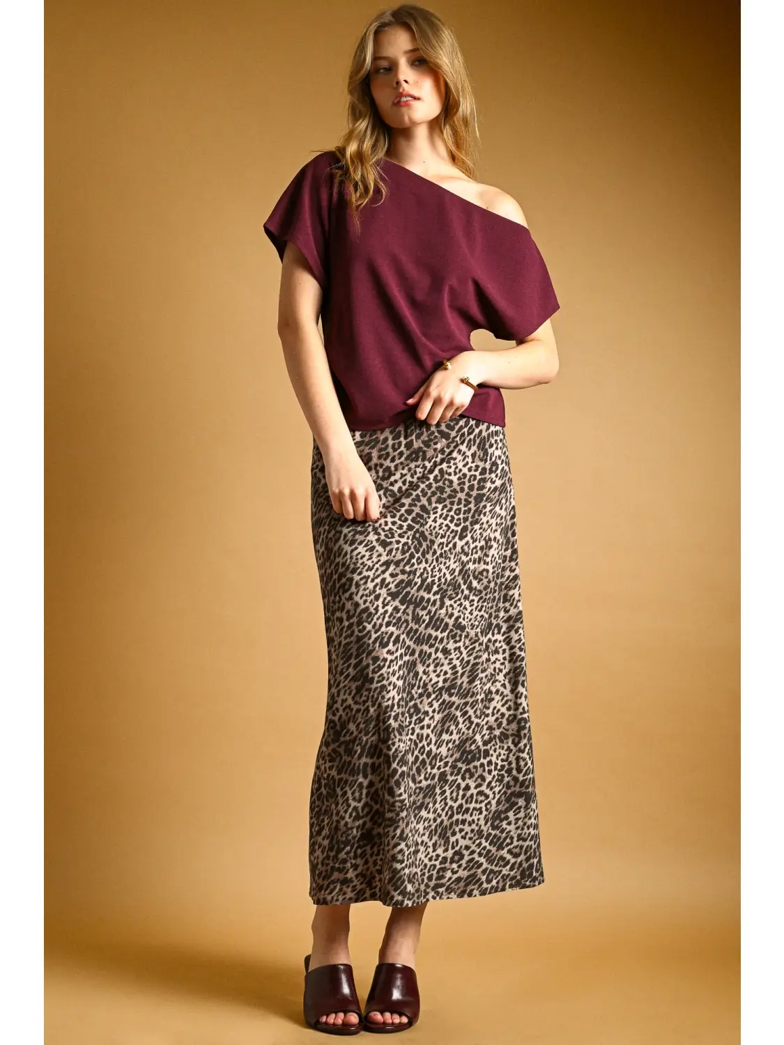 Leopard Printed Stretch Maxi Skirt