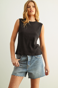 Sleeveless Cotton Top - Black