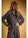 Button Front Sweater Jacket with Hood