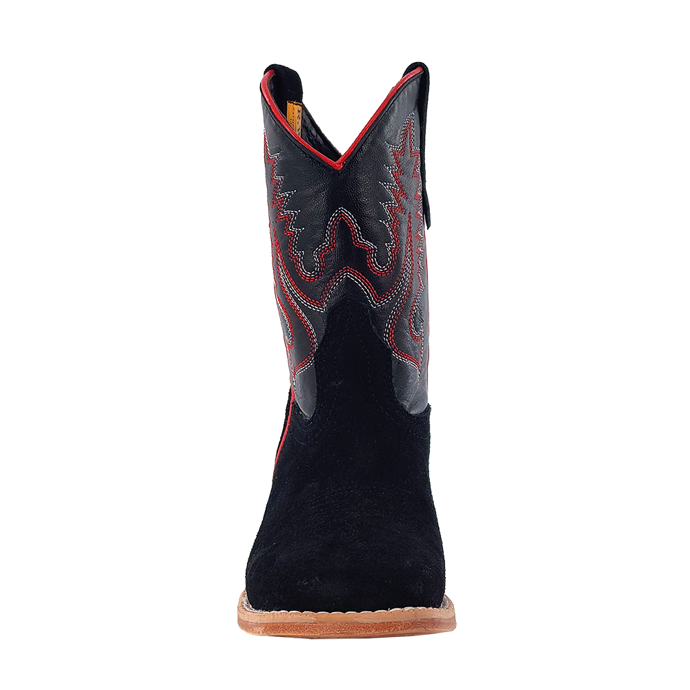 R. Watson Kid's Black Rough Out / Black Cowhide