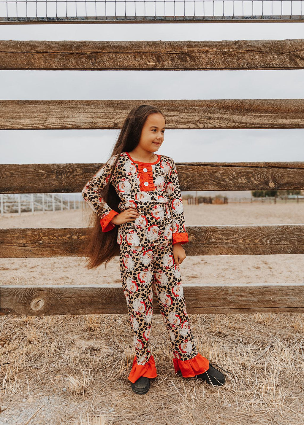 LEOPARD SANTA CHRISTMAS PAJAMA SET