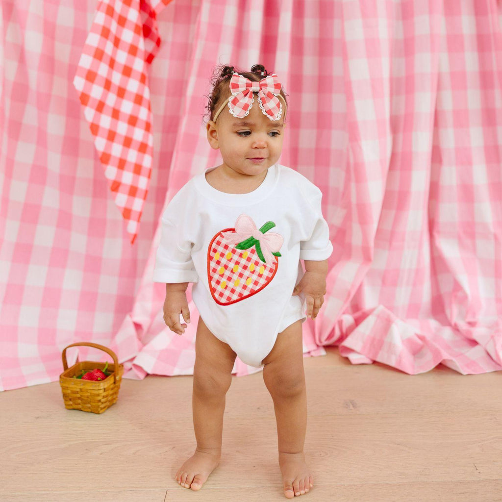 Strawberry Patchwork Short Sleeve Romper - Baby clothes