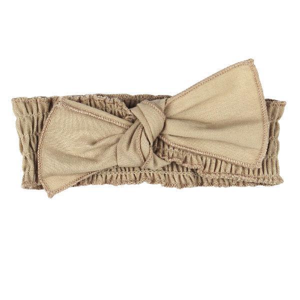 ORGANIC TWILL SMOCKED HEADBAND - OATMEAL