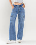 High Rise Wide Leg Cargo Jeans | Flatter