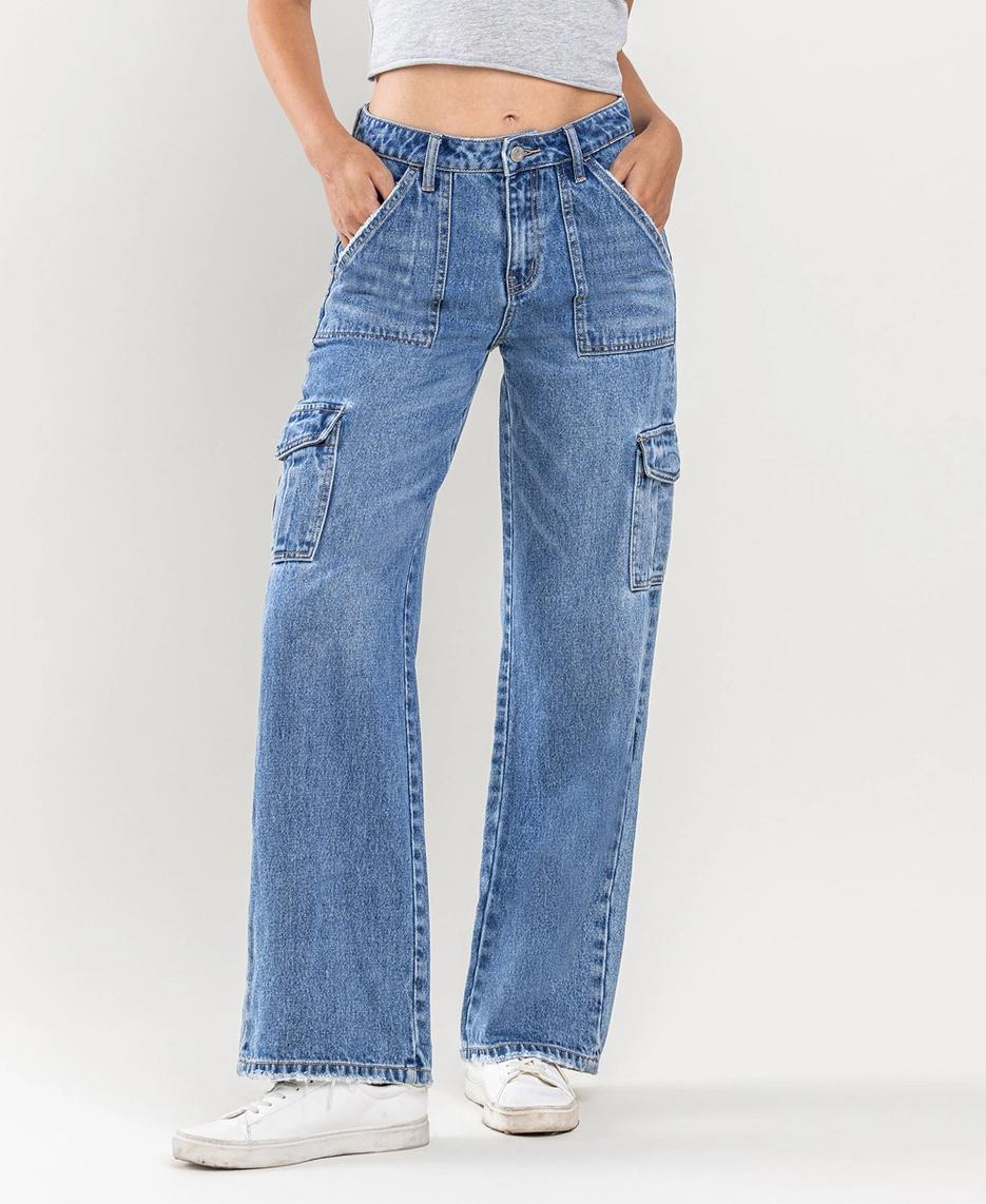 High Rise Wide Leg Cargo Jeans | Flatter