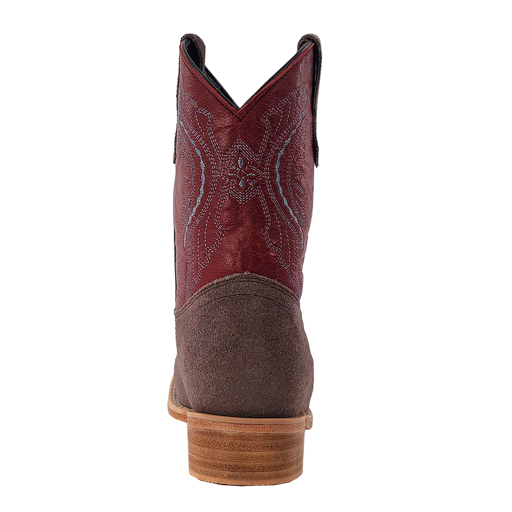 R. Watson Kid's Charcoal Rough Out / Dark Cherry Cowhide Boot