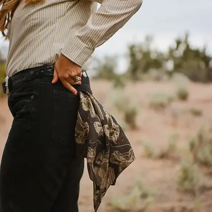 Western Saddle in Arena Brown Cowgirl Silk Scarf Wild Rag