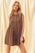 Pleated Front with Button Closure Romper