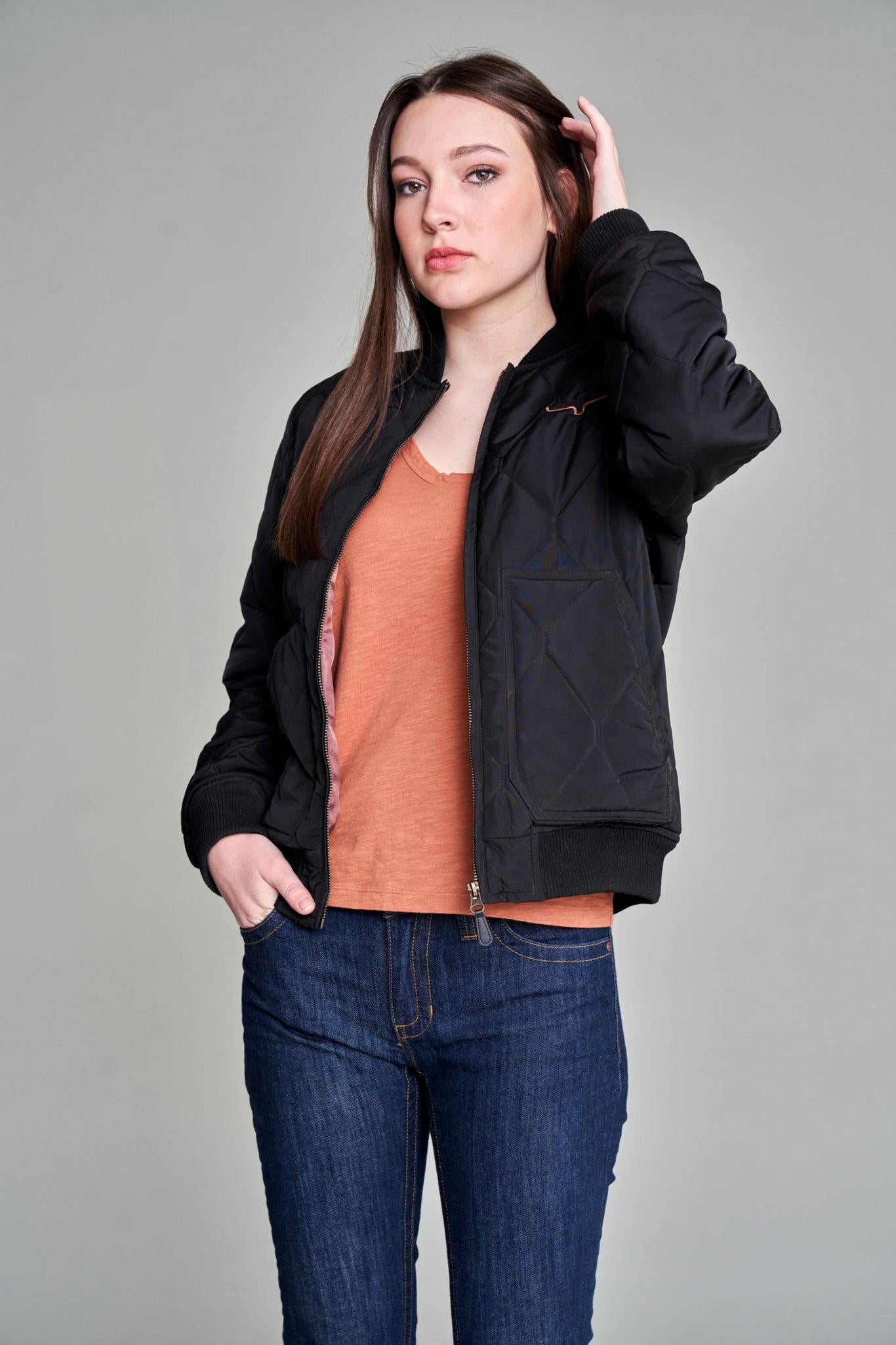 KIMES WOMEN'S MARINOS BOMBER OUTERWEAR - BLACK