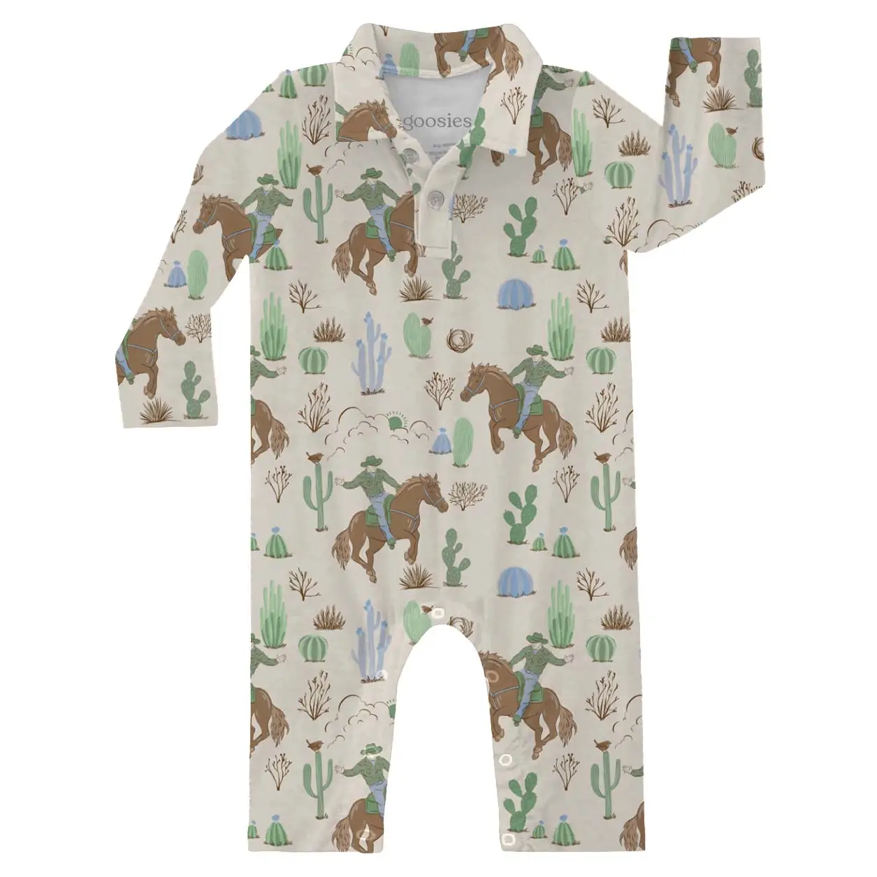 Saddle Up, Cowboy Toile - Ls Polo Romper