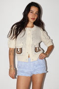 The Brynlee Horse Button Up Sweater - NATURAL