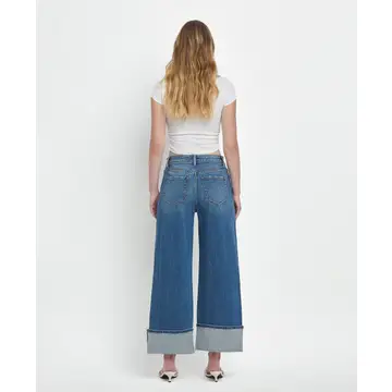 Super High Rise Cuffed Baggy Wide Jeans - JOYSOME