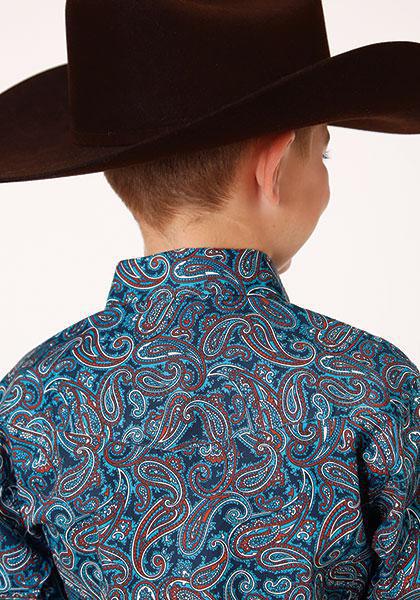 BOYS L/S SHIRT   AMARILLO SNAP ALLOVER PRINT  1222 BLUE CANYON PAISLEY