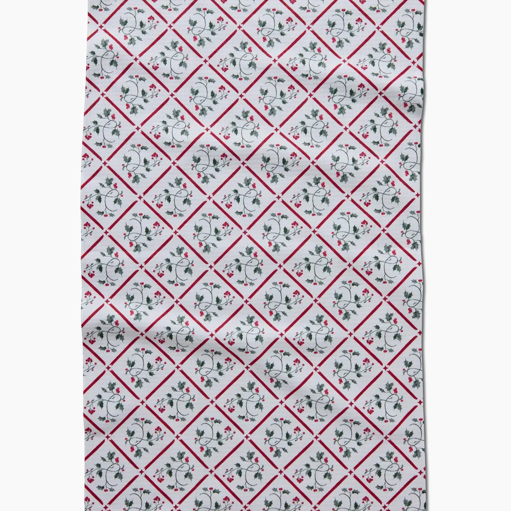 Christmas Mistletoe Trellis Tea Towel