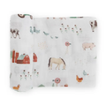 Cotton Muslin Swaddle Blanket - Farmyard