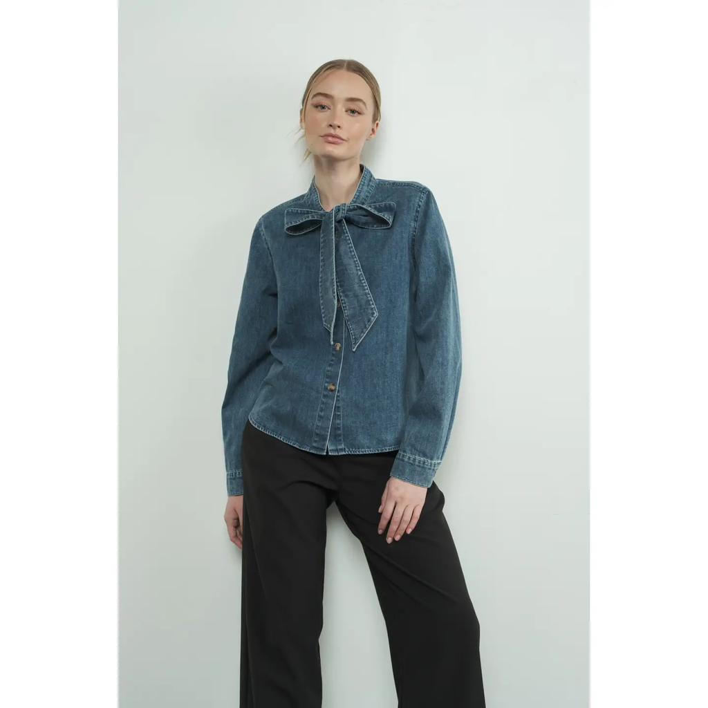 Denim Bow Tie Shirt