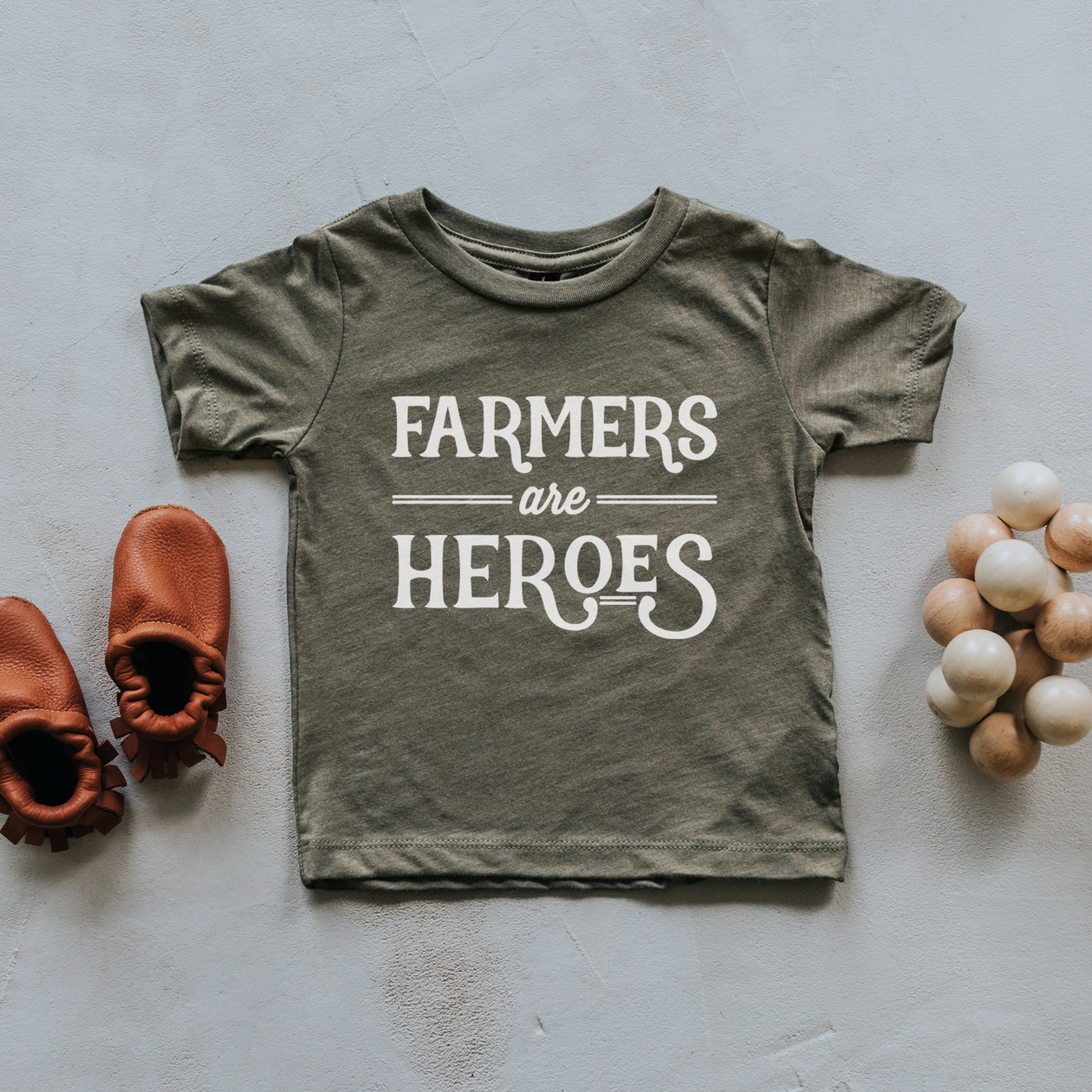 Farmers Are Heroes Kids Tee - Olive