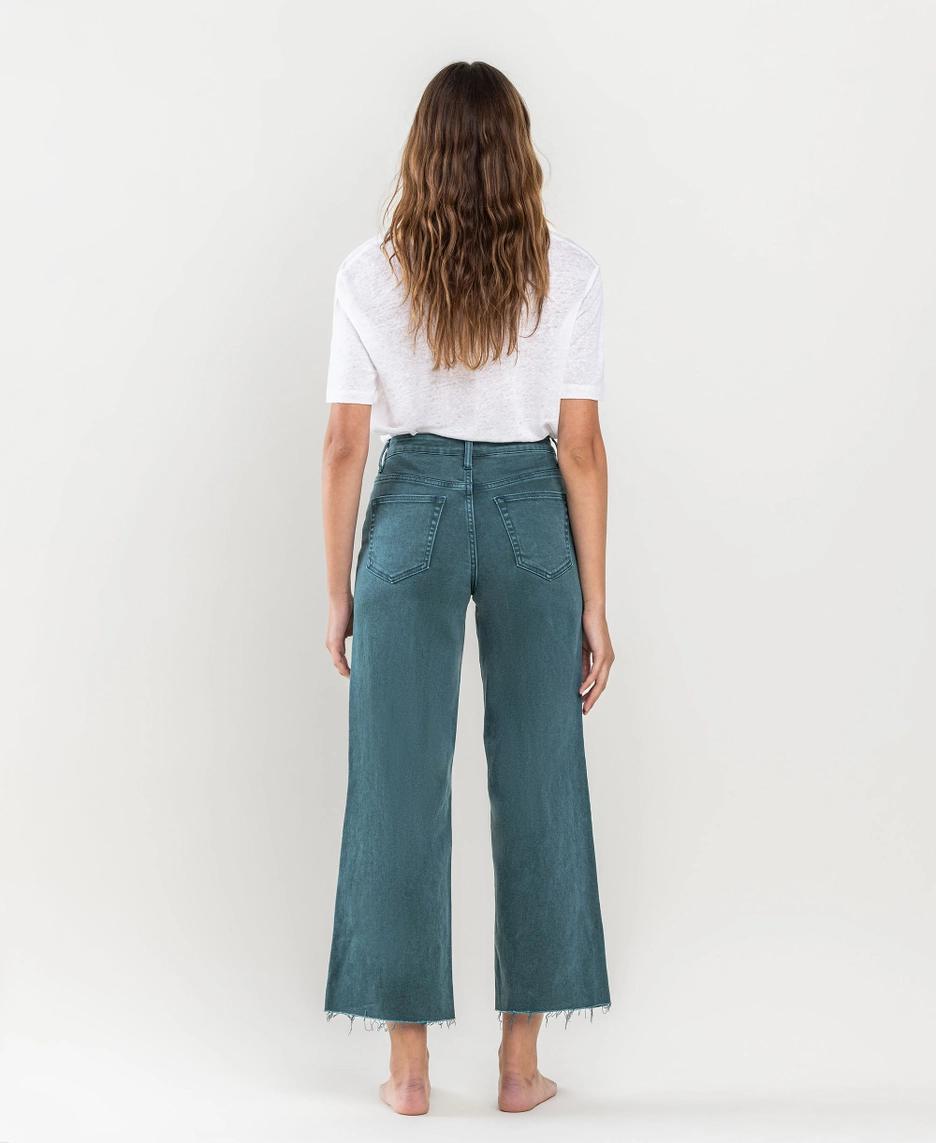 High Rise Crop Wide Leg Jeans - Balsam