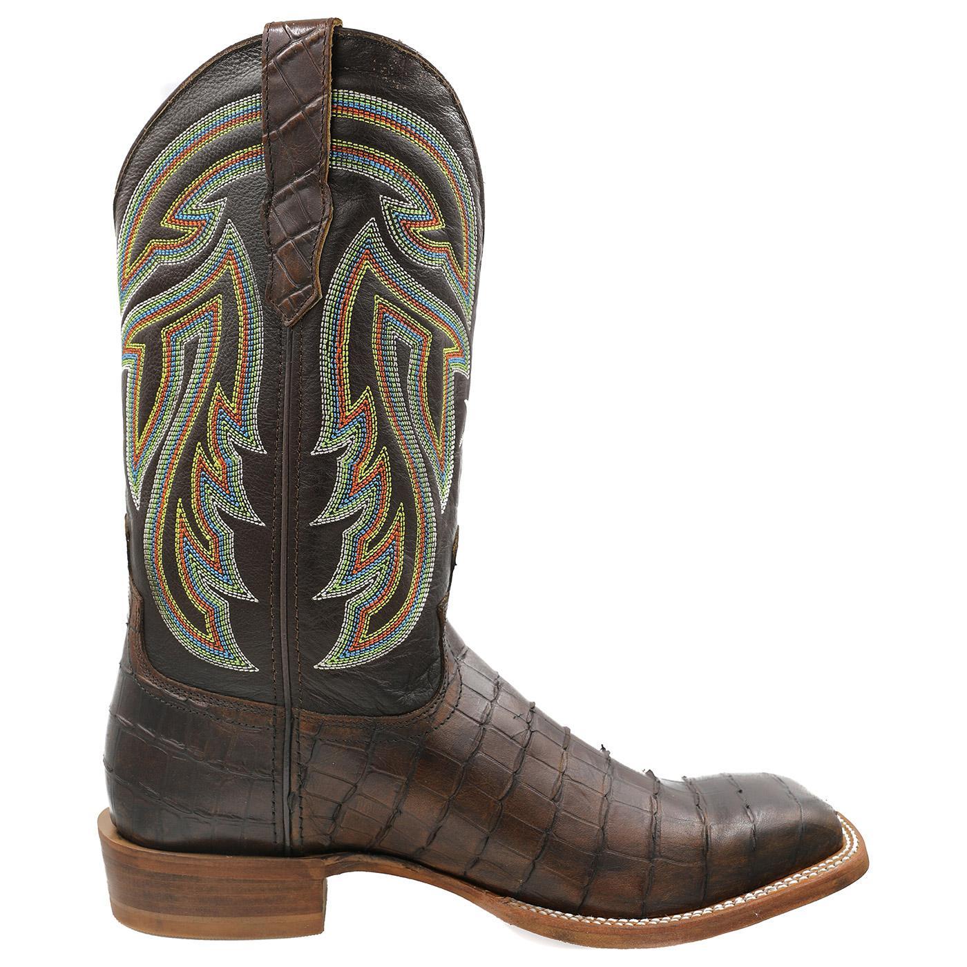 Men's Rancher Boot - Chocolate Gator Print With Cuts/Chocolate MRAL018
