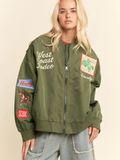 West Coast Rodeo Embroidered Bomber Jacket - ARMY GREEN