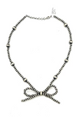 Handstrung Sterling Silver 4-8MM 16 Inch Bow Tie Necklace