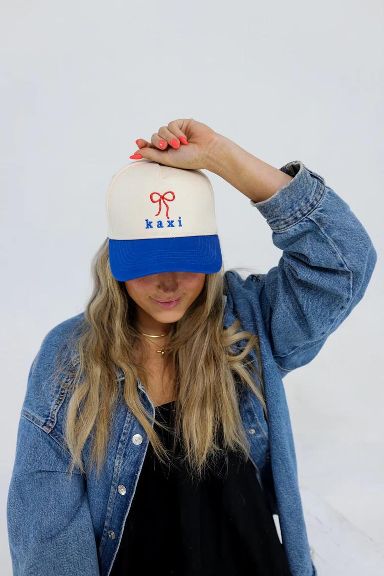 KAXI BOW TRUCKER HAT - BLUE WITH RED BOW