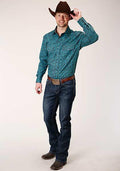 MENS L/S SHIRT   AMARILLO SNAP ALLOVER PRINT  1377 BLUE AGAVE PAISLEY