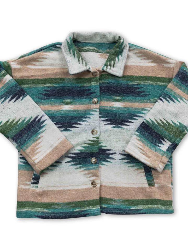 KIDS AZTEC PRINTED SHACKET - BLUE, GREEN