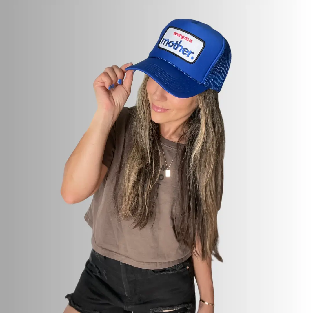 Strong As A Mother® Patch Trucker Hat - Royal Blue