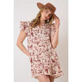 Western Print Sleeveless Mini Dress - Brown
