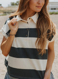 Wide Striped Sslv Polo Shirts - Green