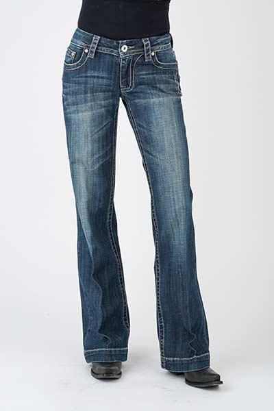 WOMENS JEAN 214 FIT TROUSER STYLE PIECED BACK PKT W/DECO STITCH EMB 11-054-0214-0320 BU
