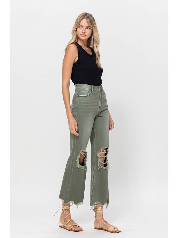 90S VINTAGE CROP FLARE - ARMY GREEN