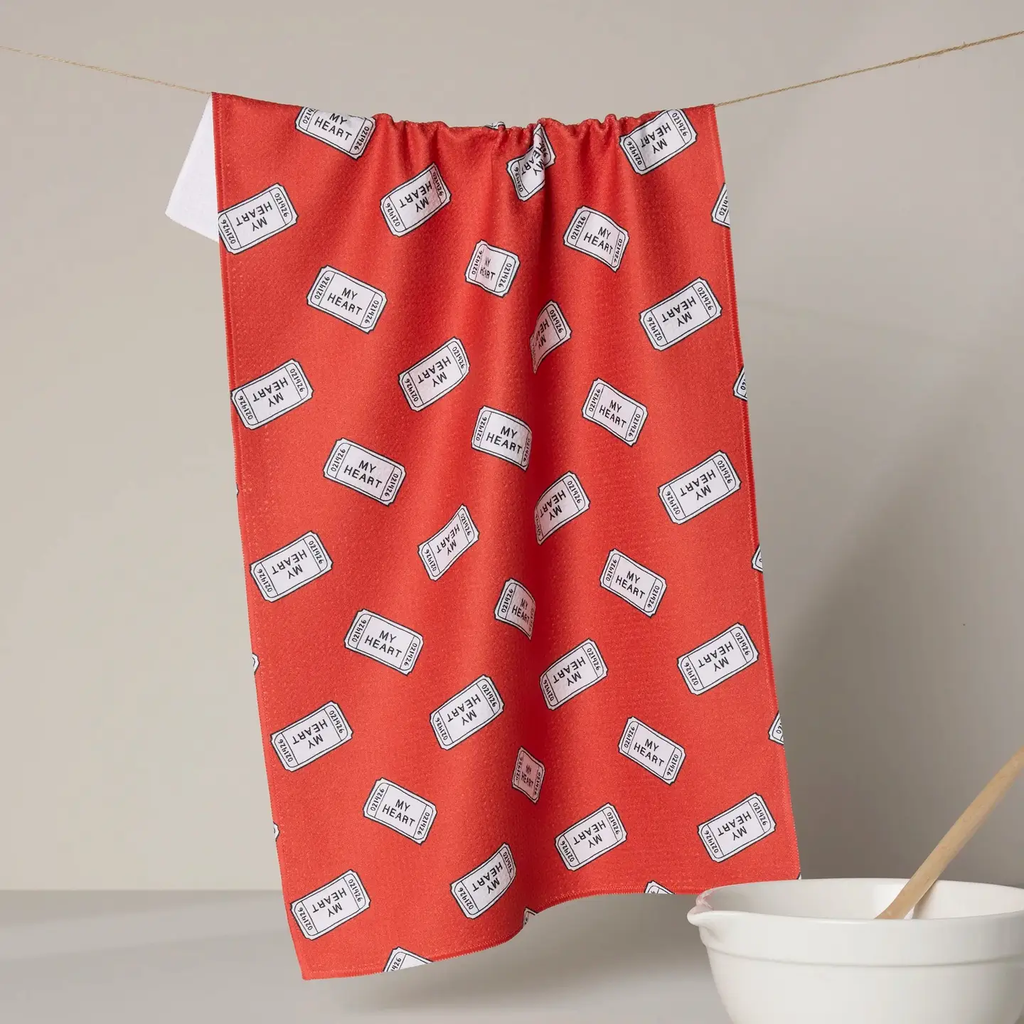 Heart Ticket Tea Towel