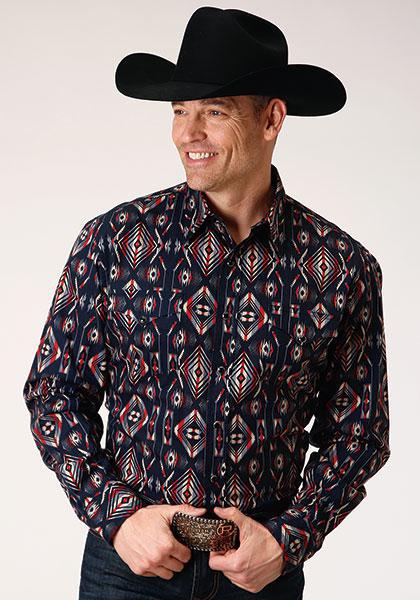 MENS L/S SHIRT   SNAP PRINTED VERTICAL DESIGN  1300 BLANKET STRIPE