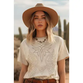 Cowboy Boots Toe Stitched Mineral Graphic Top - Mineral Oatmeal