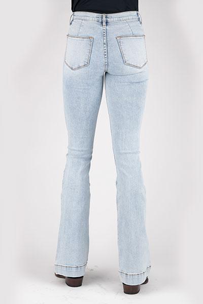 Stetson Women's Jean- 921 High Waist Flare Fit Acid Wash Plain Back Pkt - 11-054-0921-2416 BU