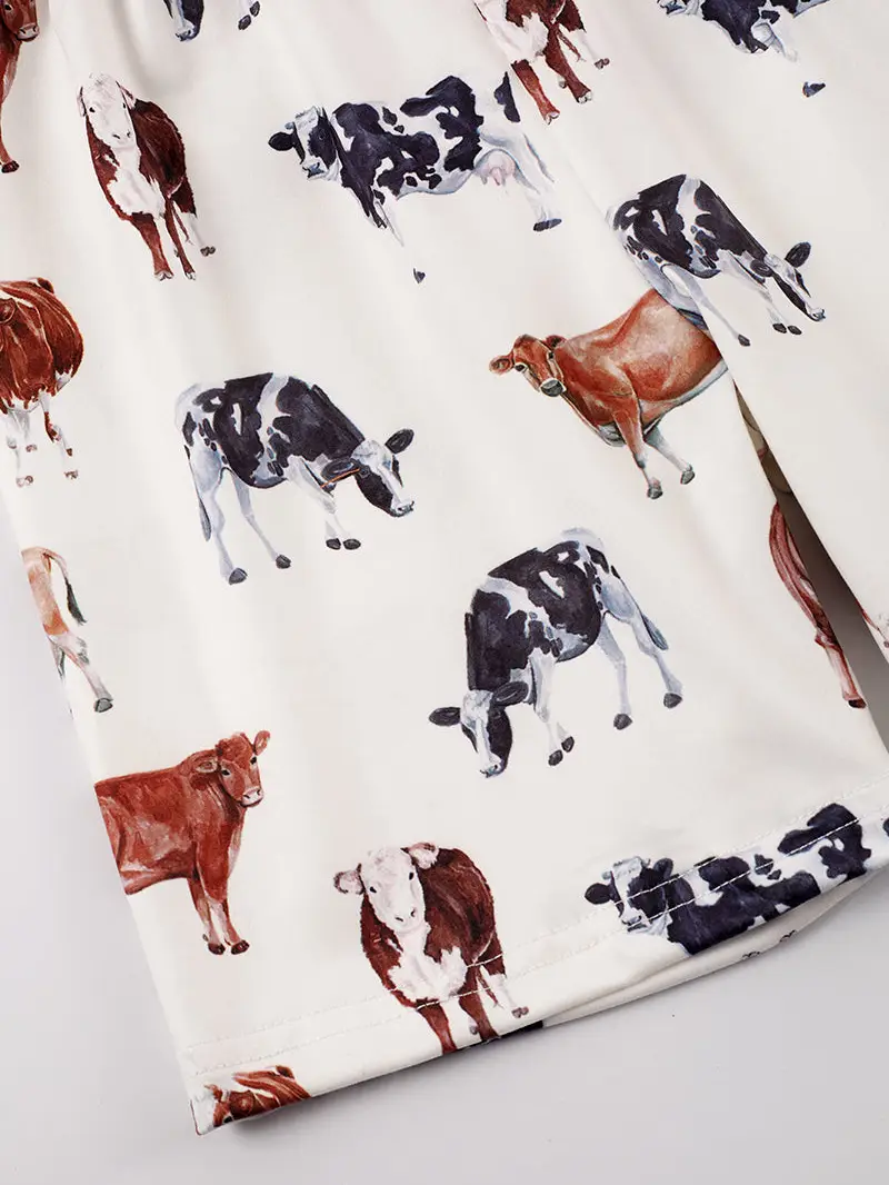 CATTLE PRINT HOODED SHORT SET