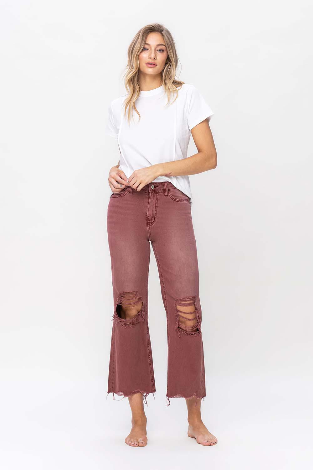 90'S VINTAGE CROP FLARE - RUSSET BROWN