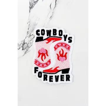 Pink Black Cowboys Forever Embroidered Patch